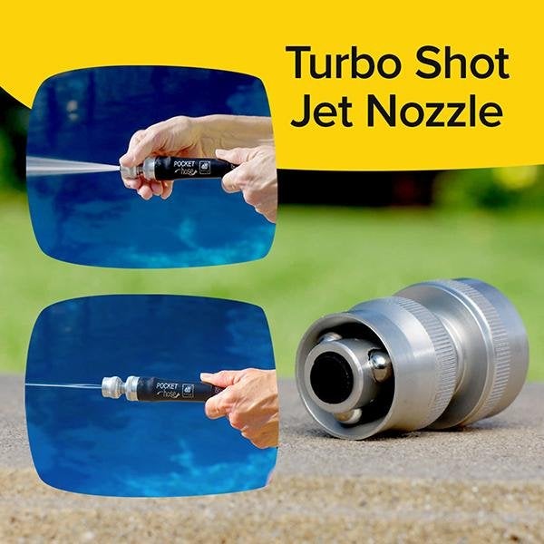 Demonstration of water coming out of the turbo shot jet nozzle