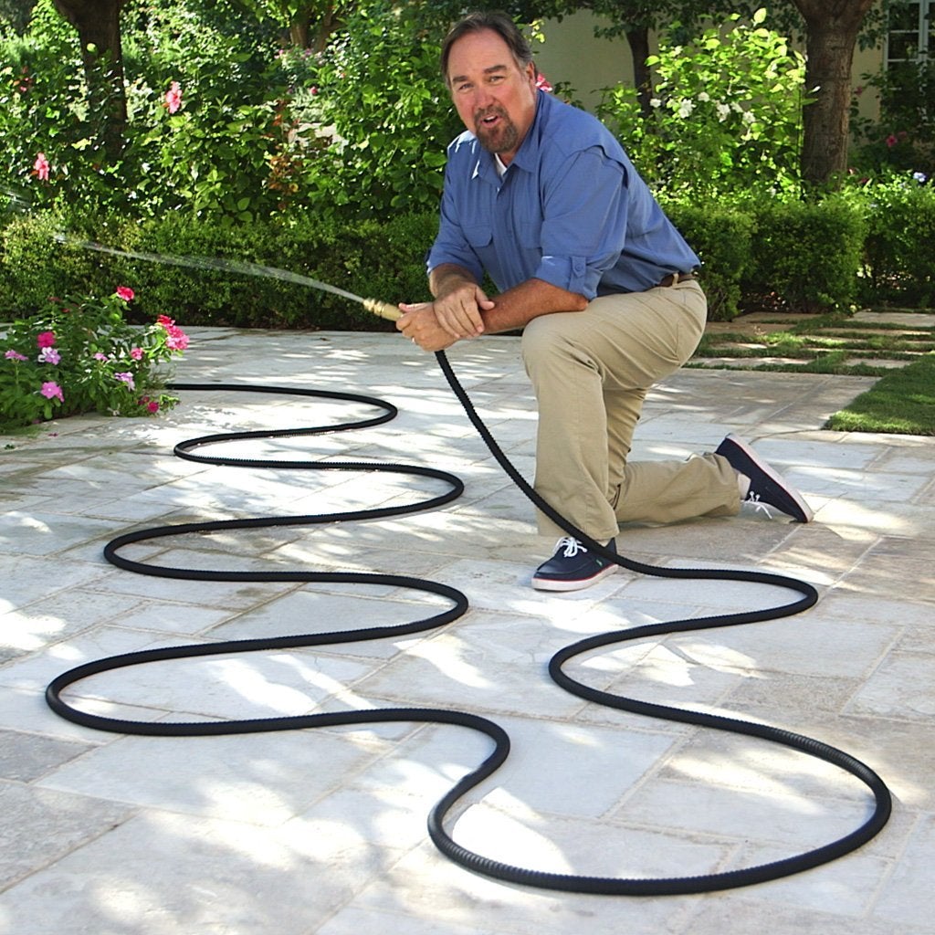 Pocket Hose Brass Bullet Richard Karn using brass bullet hose in a garden